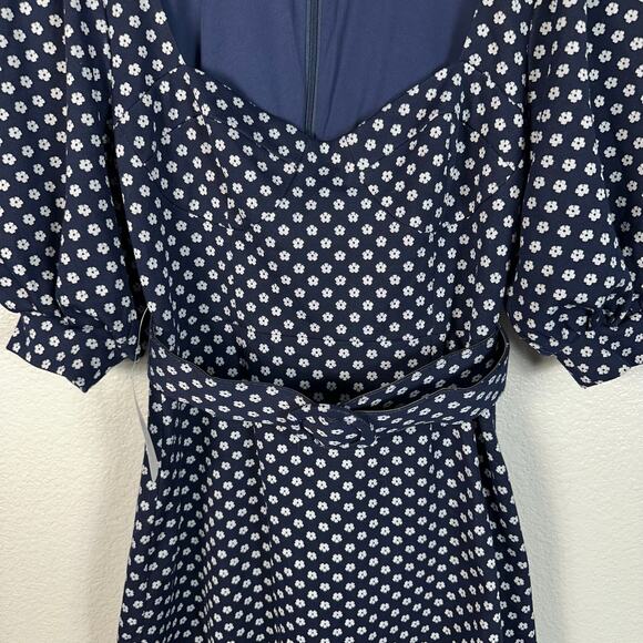 Hutch NWT by Anthropologie Women’s Jenessa Floral Flounce Mini Dress Navy Blue 8 - Picture 4 of 16